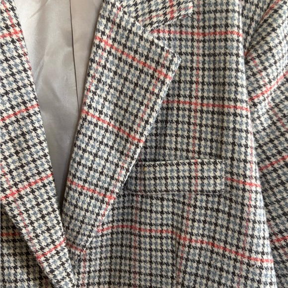 Ebossy Brown Plaid Tailored Blazer with Elbow Patches - Picture 9 of 12